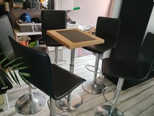 Ensemble Poker-Bar 5 tabourets et table haute réglable