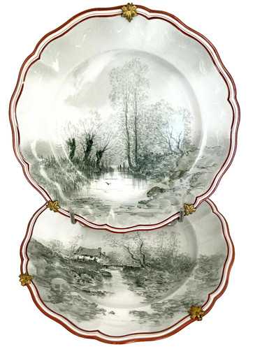 Paire assiettes faïence - d'assiettes,