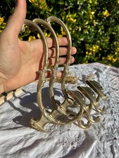 Magnifique Lot de 3 Patères en Laiton Massif Vintage   Crochets en Laiton