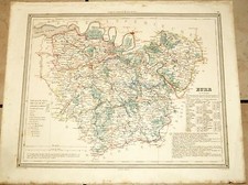 gravure aquarellée XIXe carte géographique de l'Eure