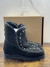 Mou Eskimo Intérieur Wedge Court Noir Casual Mou Femme Bottes Pierres Logo 40’