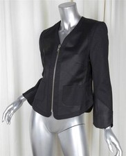 ZADIG & VOLTAIRE Black Metallic Pinstripe Long-Sleeve V-Neck Zip Jacket M NEW