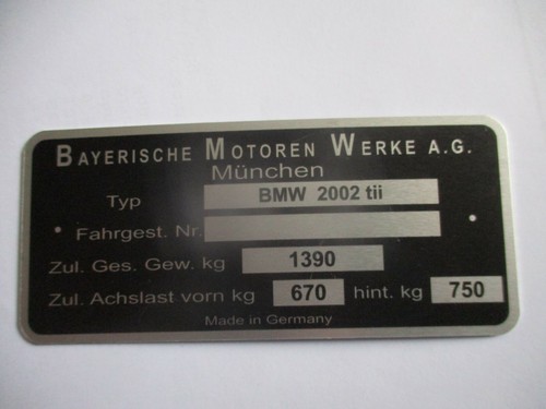 Plaque identification bmw - plaque, d'identification