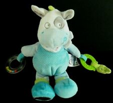 *. DOUDOU PELUCHE MOTS D'ENFANT CHEVAL BLEU VERT FEUILLE FOULARD BLANC POIS TTBE