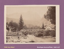 PHOTO ALBUMINÉE SUR CARTON, PONT DE BOIS VERS CHAMONIX, MONTAGNES, ALPES -A67