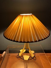 Lampe d'appoint vintage années 50/60  tissus soie jaune et blanc bel état