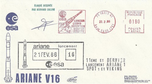 Esa enveloppe 1986 - enveloppe, fusée