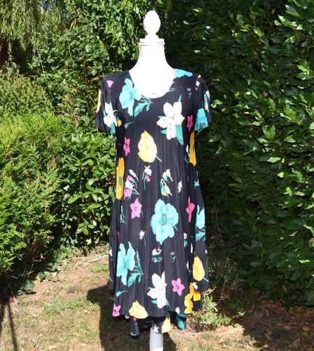 Robe femme été fleuri noir