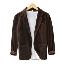 Hommes Habillé Velours Costume Blazer Affaires Deux Boutons Pins Veste Fête Bal