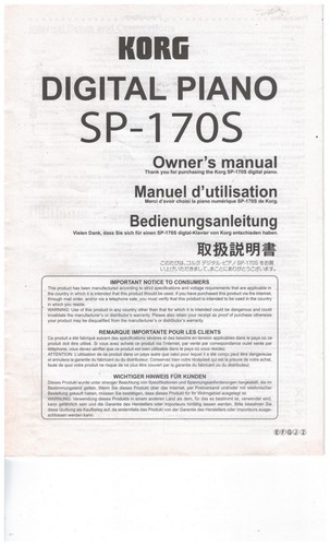 Mode emploi 170s korg - 170s,