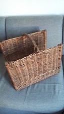 ANCIEN GRAND PANIER EN OSIER A BUCHES BOIS VINTAGE RANGEMENT DIVERS DECORATION