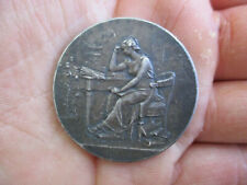 ANCIENNE MEDAILLE BRONZE HENRI DUBOIS JEUNE FEMME A L'ETUDE
