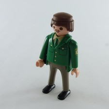 29027 Playmobil Homme Policier Vert et Gris Petite Moustache Marron