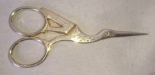 ANCIEN PAIRE CISEAUX DE BRODERIE COUTURE forme CIGOGNE en métal doré