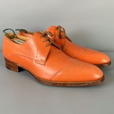 JOHN LOBB Taille 8.5 Orange Cuir Perforé Chaussures à Lacets