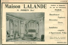 Publicité ancienne maison Lalande chambre à coucher 1908 issue de magazine