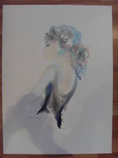 SHAN*MERRY*FEMME*LITHO*ORIGINALE*SIGNEE*RARE*VINTAGE*OR