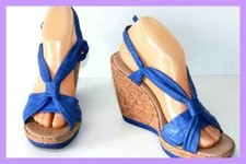 SAN MARINA Sandales Compensées Bleu Jean Talons liège T 40 TBE