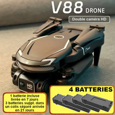 Drone de jeu, course et photo aérienne, double caméra - 4 batteries - modèle V88