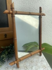 Miroir mural vintage bois imitation bambou rectangulaire 39x30,5 cm