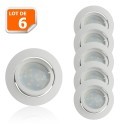 Lot de 6 Spot Led Encastrable Complete Blanc Orientable lumière Blanc Chaud eq. 