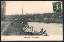 CPA Champigny, Les Coteaux avec bateaux et paysage fluvial 1907 