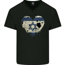 T-Shirt En Coton À Col V Pour Hommes Drapeau D'Israël Jour Du Football