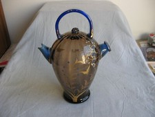 Superbe rare pichet verseuse en verre émaillé XIXeme C. Duc fabricant à Lyon