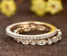 Blanc Traitée Bague Diamant Avec Bande En Finition or Jaune Couleur F Certifié