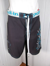 Pull-In Short de Bain surfer w29 S/M 100% Polyester bleu brodé tête de mort