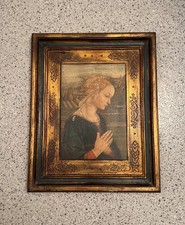 Tableau Ancien Portrait D’une Vierge « Reproduction »