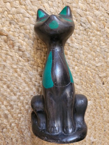 Sculpture chat terre noire - sculpture,