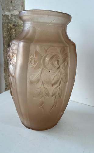 Vase art deco verre rose - verre,