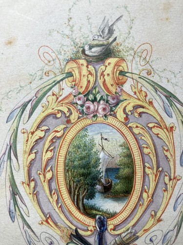 Ancienne gouache miniature sur
