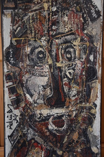 Tableau huile sur jute - sur,