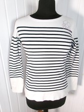 Pull  marinière blanc rayé bleu ARMOR LUX t.1 36/38 coton manche 3/4 strass