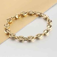 Bracelet grains de cafe couleur or en acier inoxydable 22 cm 7mm homme femme