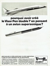 publicité Advertising 1221 1968  stylos Visor Pen double 7 Air France Concorde
