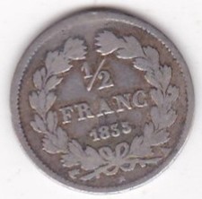 1/2 franc 1835 A Paris , Louis