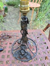 Pied de lampe art déco en fer forgé Décor Floral de Rose et Feuilles