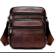 Neuf Sac Sacoche Bandoulière En Cuir Véritable De Vachette Marron Porté Croisé 