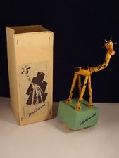 Ancien jouet rare Wakouwa girafe boîte d'origine brochure bois animée 