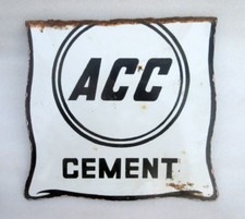 Ancienne et rare plaque émaillée en porcelaine publicitaire en ciment ACC Por...