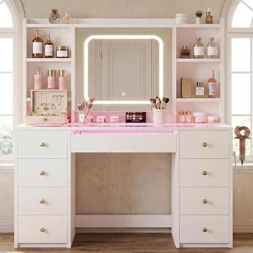 Coiffeuse miroir led rgb 60000 - coiffeuse,