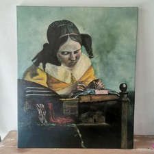 Peinture ' La Dentellière' De Vermeer Reproduction Signée Carini / A501