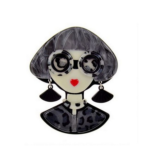 Broche bijou visage - , femme