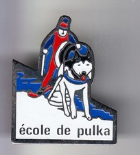 RARE PINS PIN'S .. SPORT CHIEN DOG HUSKY TRAINEAU PULKA ECOLE FRANCE ~B2