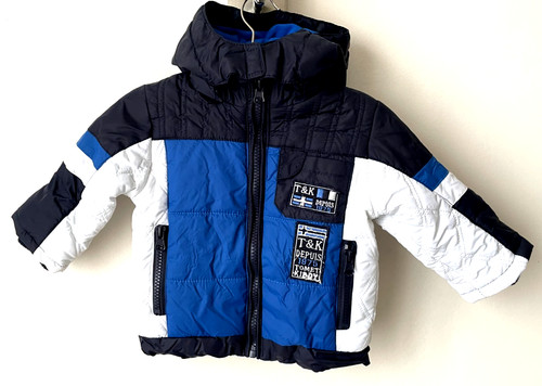 Veste doudoune bleu blanc - bleu, noir