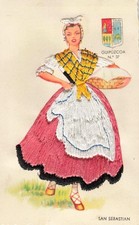 CPA FANTAISIE BRODÉE TENUE DANSE TRADITIONELLE GUIPUZCOA SAN SEBASTIAN N°37