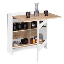 Table console pliable EDI 2-6 personnes avec rangements bois blanc plateau façon